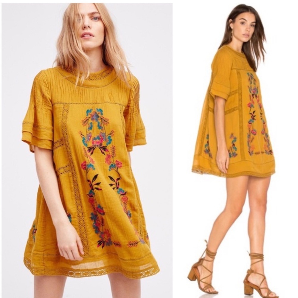 Free People Perfectly Victorian Dress in Yellow sz S